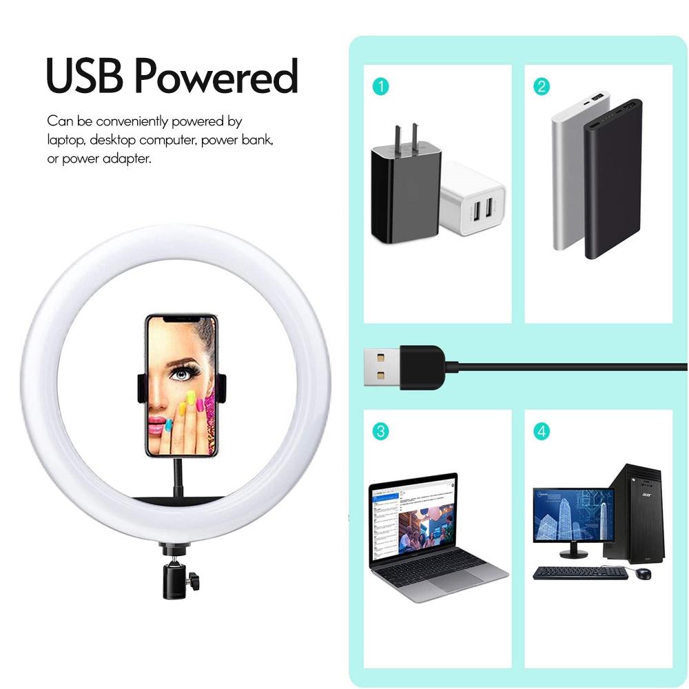 Đèn LED hình vòng tròn 26cm / 10 inch có thể điều chỉnh độ sáng 2700K-6500K điều khiển từ xa Bluetooth