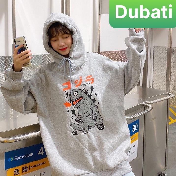 ÁO KHOÁC NỈ HOODIE KHỦNG LONG 3 MÀU NAM NỮ CHẤT VẢI MỊN DÀY PHONG CÁCH HÀN QUỐC- DUBATI FASHION