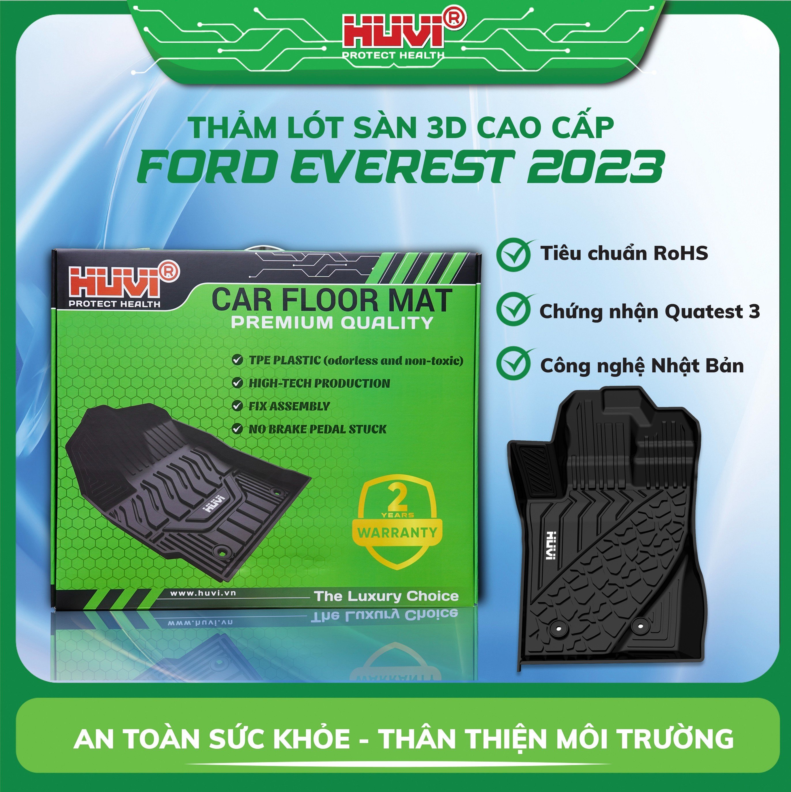 Thảm lót sàn ô tô Ford Everest 3D 2023 nhựa TPE nguyên sinh cao cấp