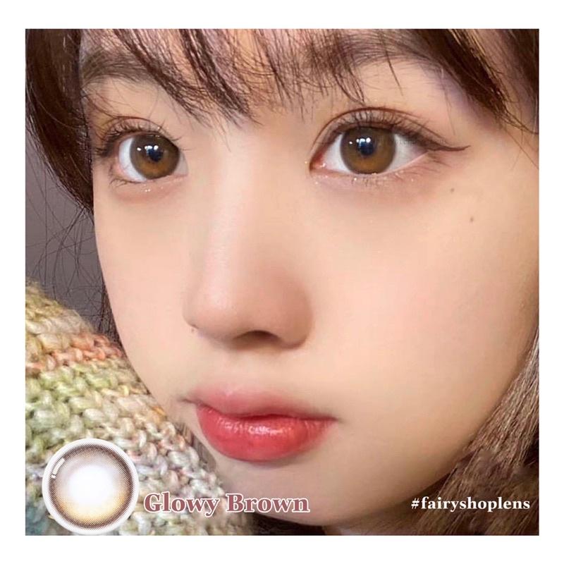 Kính Áp Tròng Glowy Brown - lens phủ bóng FAIRY SHOP CONTACT LENS silicone hydrogel độ cận 0 - 6