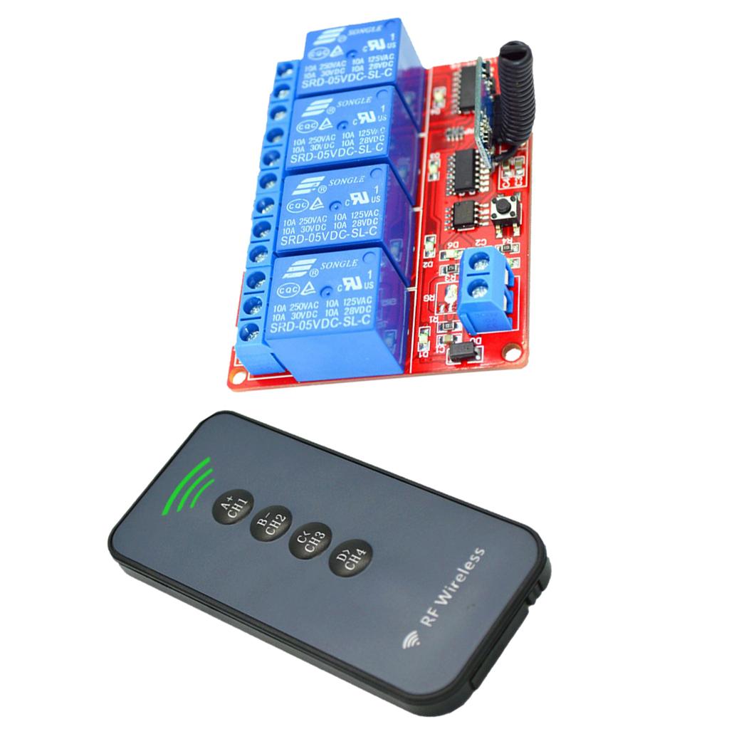 5V 4-CH Relay Board Learning Module with Remote Control Switch Kit 433Mhz