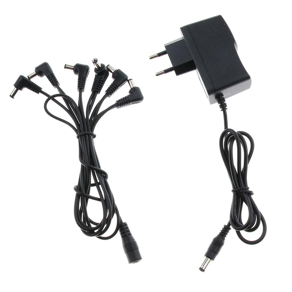 1 to 6 Way Guitar Effect Pedals Power Supply Cable + Adapter