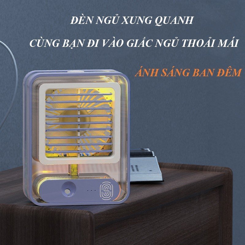 Quạt để bàn hơi nước dung tích 600ml, Quạt phun sương làm mát 3 chế độ tích hợp đèn