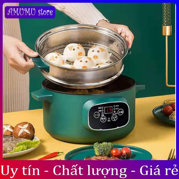 Nồi Lẩu Mini Đa Năng Xào, Hấp, Chiên, Nấu Cơm, Nấu Cháo Tặng Kèm Bộ Dụng Cụ 6 Món
