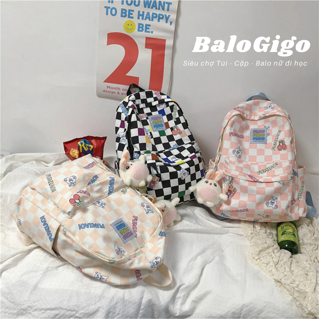 Balo caro vải dù chống thấm nước nhẹ siêu bền không móc khóa G229 - BaloGigo