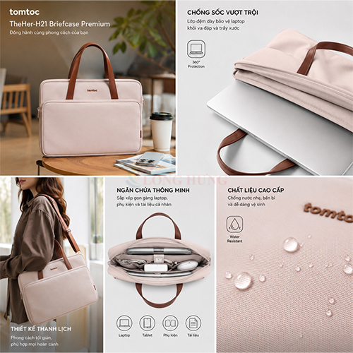 Túi xách chống sốc Tomtoc TheHer-H21 Briefcase Premium Macbook 13/14 inch H21C1 - Hàng chính hãng