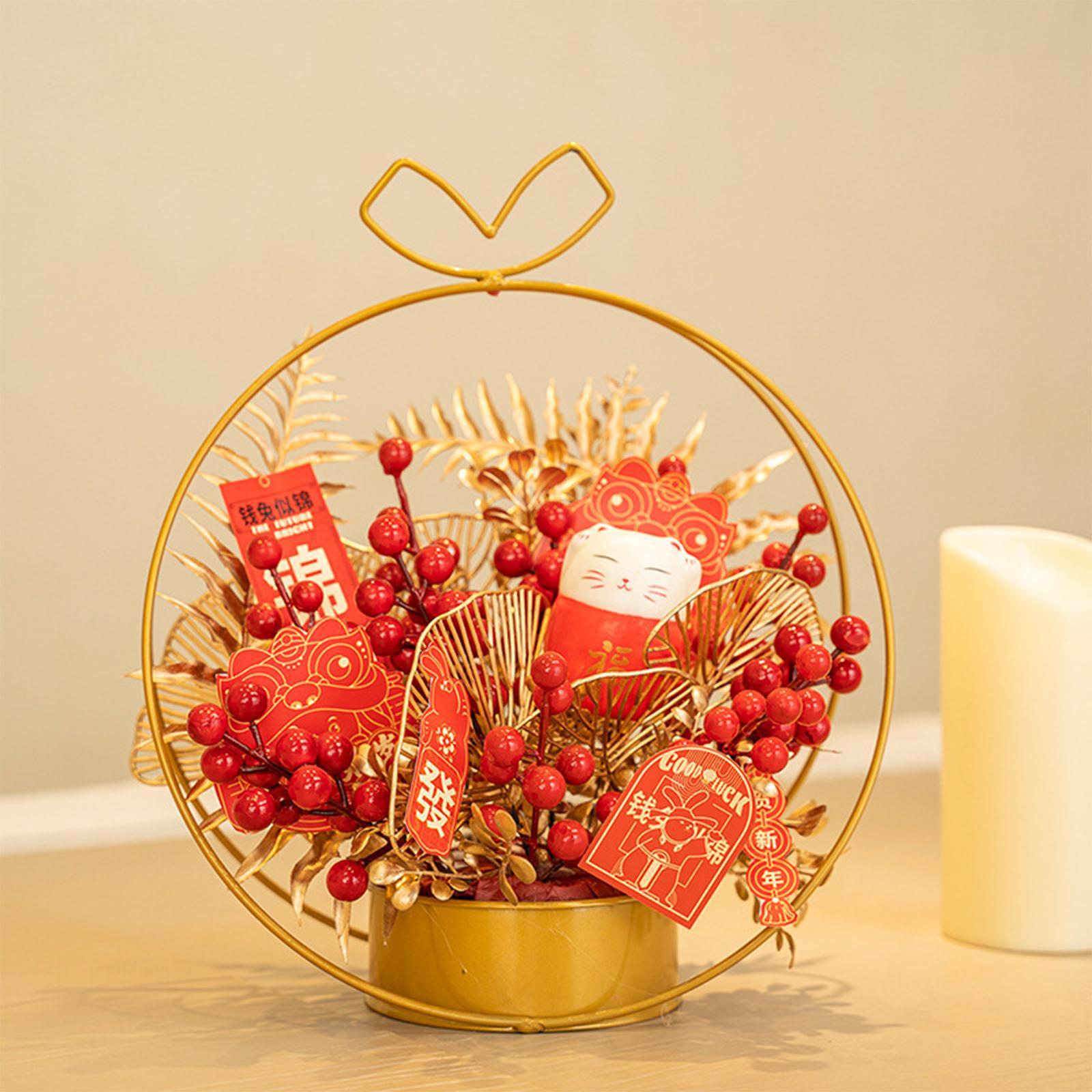 Chinese Flower Iron Basket New Year Ornament Wedding Party Gift Accessory