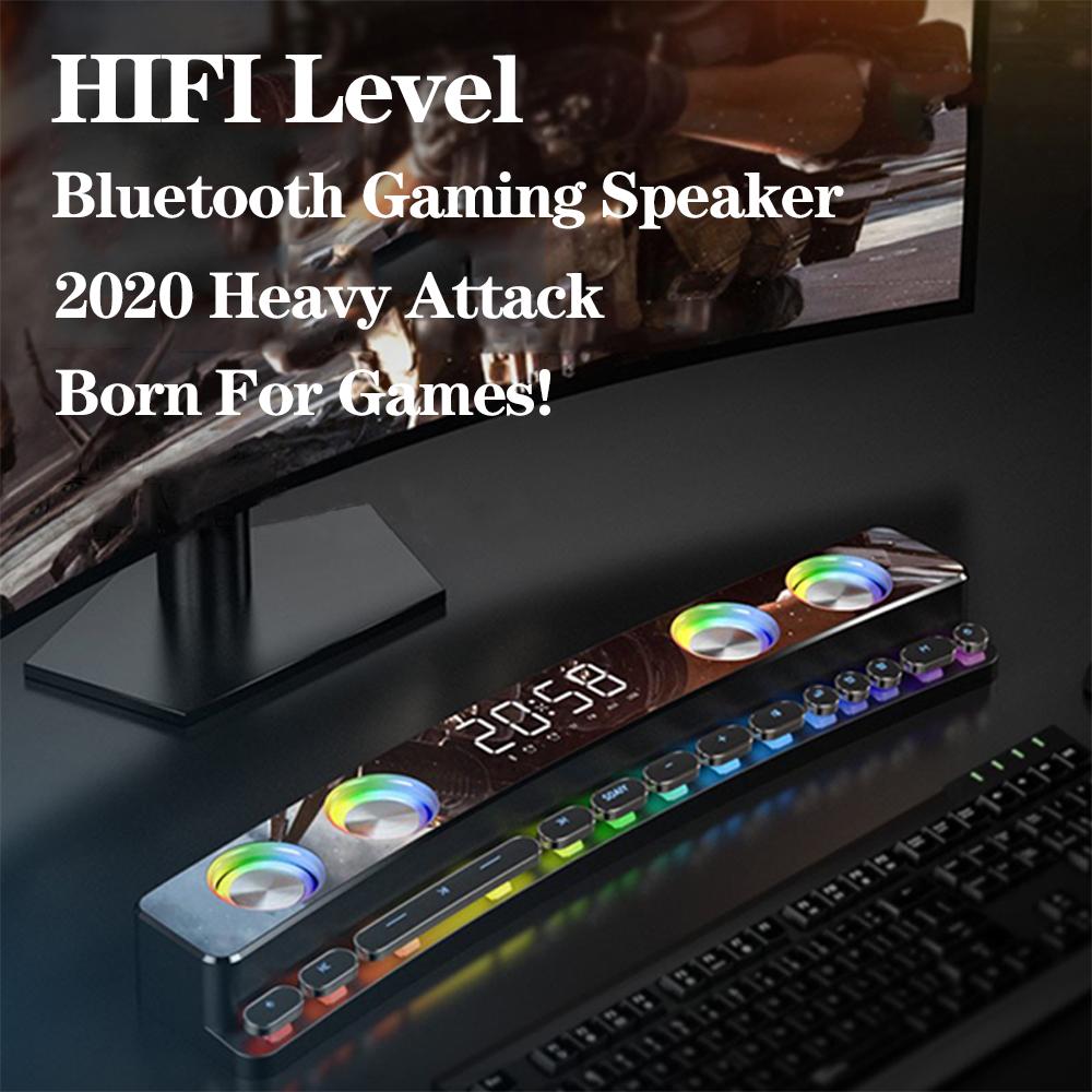 SOAIY SH39 Loa Bluetooth ESports Sound Bar RGB 3D Stereo Surround Loa siêu trầm AUX Đài FM Đồng hồ tại nhà Máy tính Trung tâm âm nhạc Color: Gaming Version White