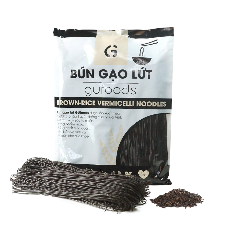 Bún gạo lứt (đen / huyết rồng) ăn kiêng GUfoods - Dai ngon, Kết hợp đa dạng món, Eat clean, Thực dưỡng, Thuần chay