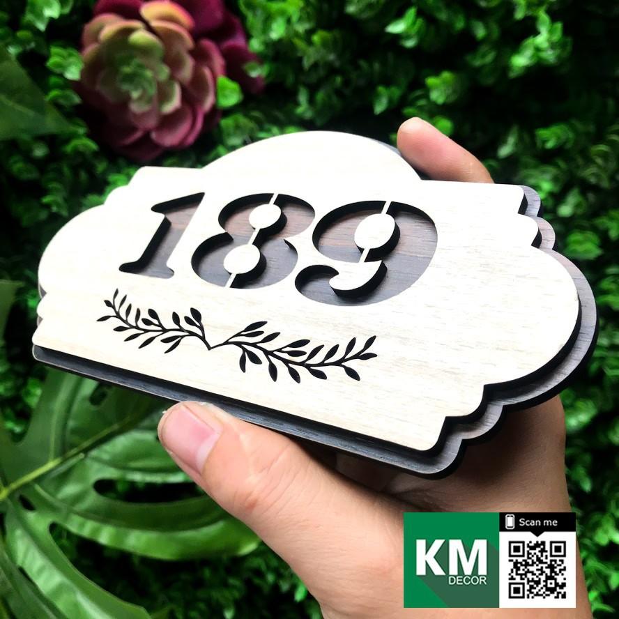 Bảng số phòng gắn cửa khách sạn bằng gỗ cắt laser 2 lớp | trang trí homestay