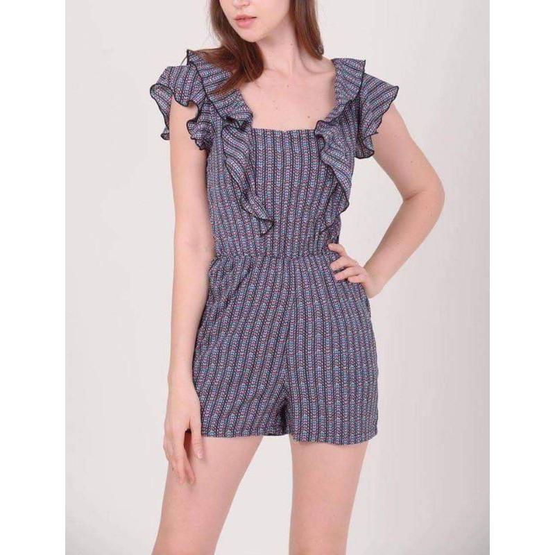 Jumpsuit Timming sọc màu