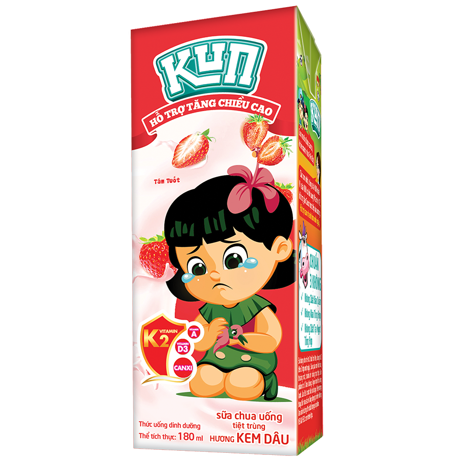 Thùng 48 hộp sữa chua uống hương kem dâu Kun 180ml