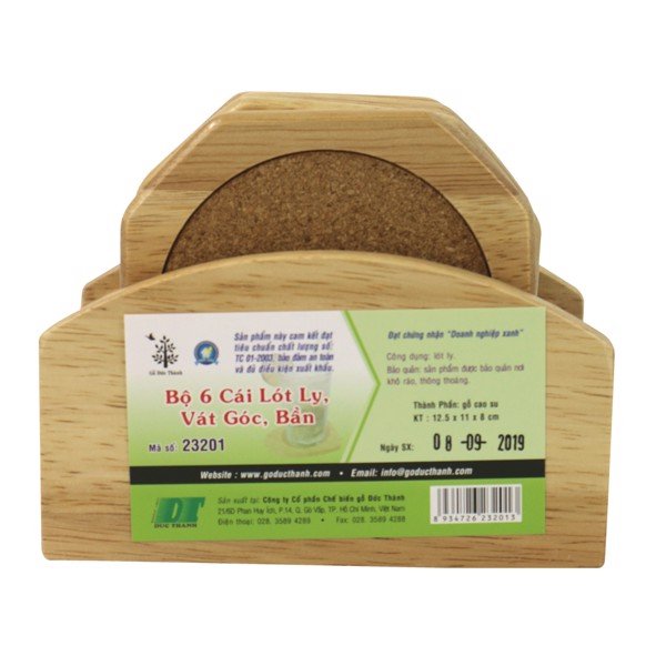 Miếng Lót Ly Cao Cấp Hình Dáng Vát Góc, Có Miếng Bần Thấm Nuớc, Khay Đựng Ly Gỗ Trang Trí, Đế Lót Ly