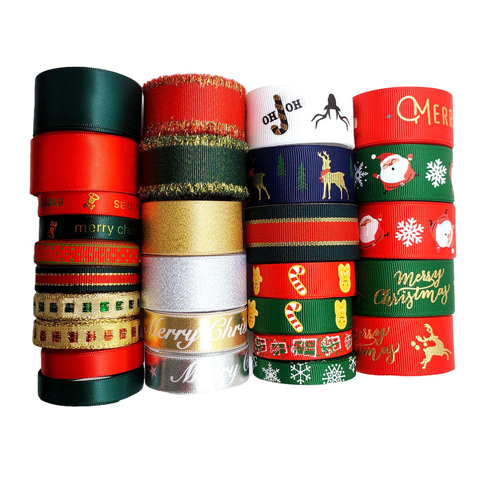 28 Pieces Christmas Ribbon Combo for Holiday Gift Wrapping Package Decor