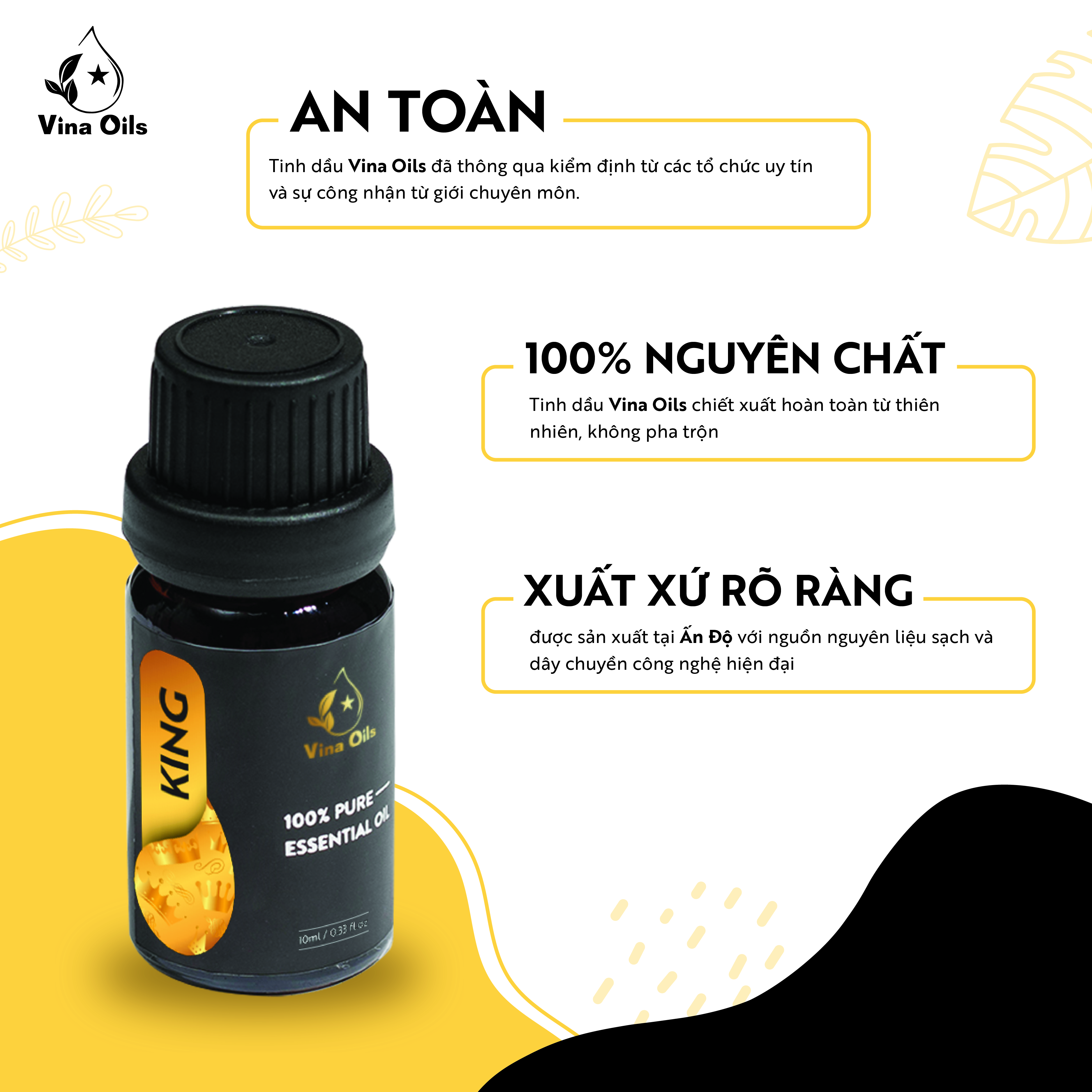 Tinh Dầu Hợp Chất King Vina Oils 10ml - Chiết Xuất Từ Sả Java, Oải Hương, Lộc Đề Xanh, Khuynh Diệp - Hương Thơm Mạnh Mẽ, Thể Hiện Sự Quyền Lực Và Lôi Cuốn Như Một Vị Vua