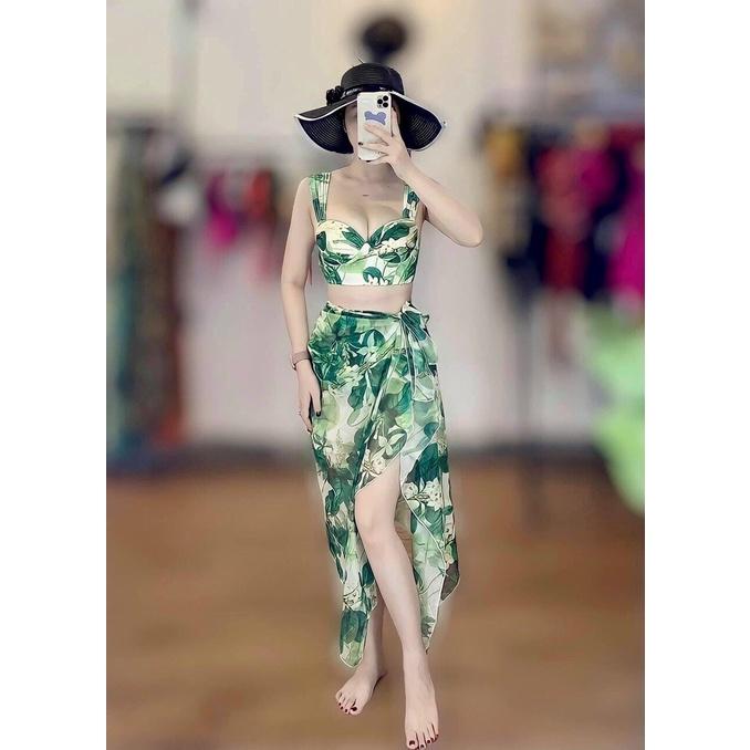 BIKINI ÁO GỌNG VUÔNG QUẦN CẠP CAO KÈM KHĂN CAO CẤP BIKINISTORE