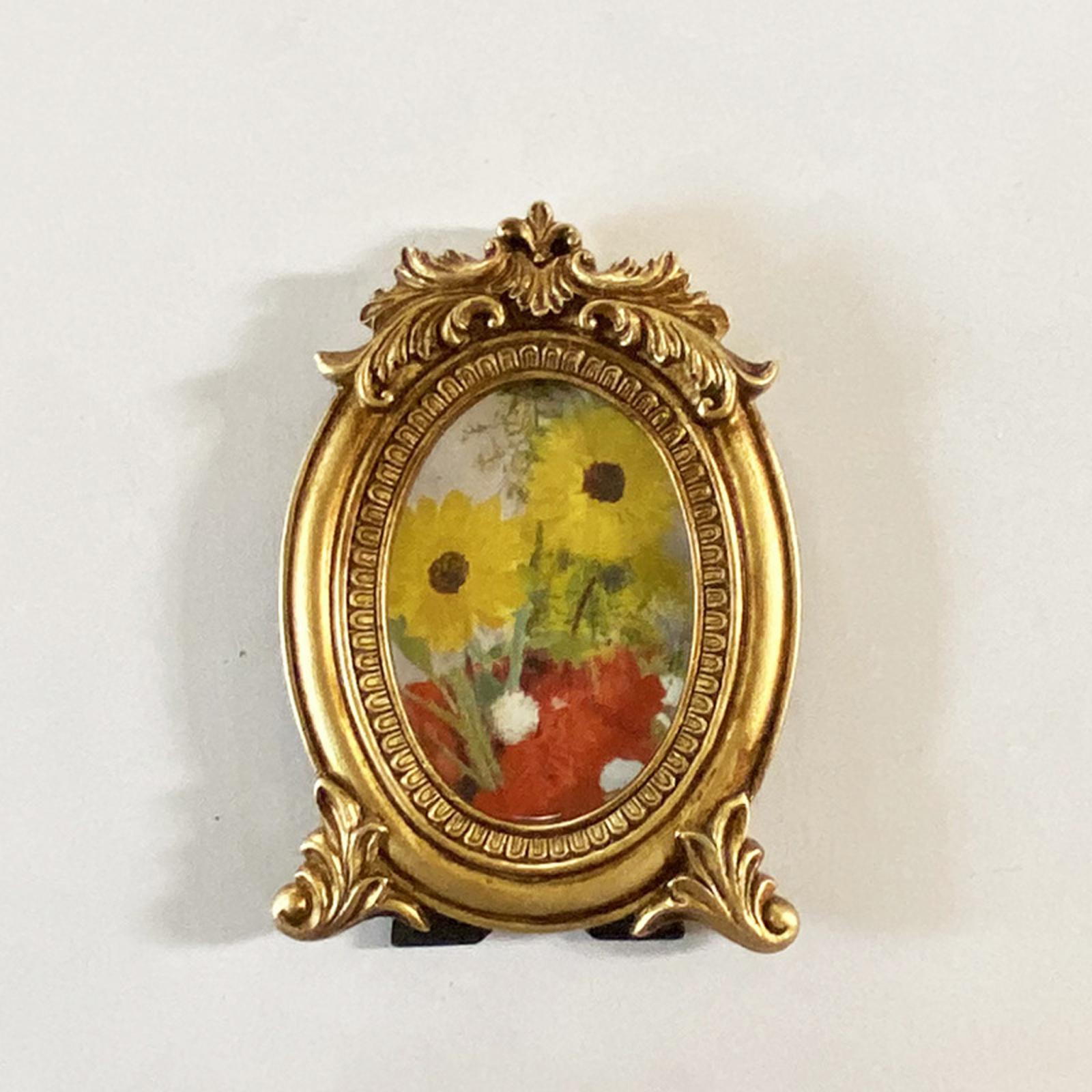 Picture Frame Card Display Holders Bookshelf Carved Floral Resin Photo Frame