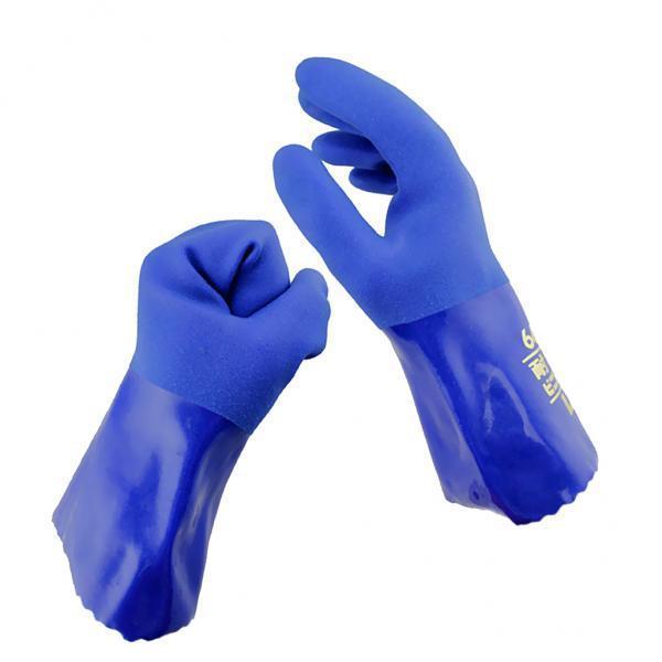2x M-XL 1Pair Blue Oil Resistant Safety Work Gloves Chemical Resistant Gauntlet