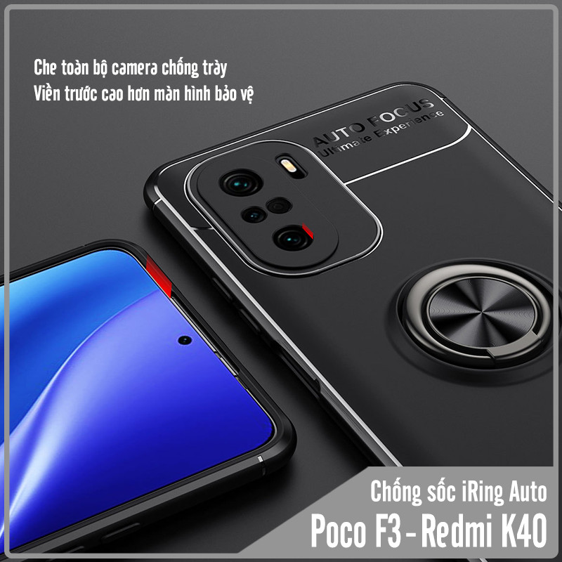 Ốp lưng cho Xiaomi Poco F3 - Redmi K40 chống sốc iRing Auto Focus - Hàng nhập khẩu