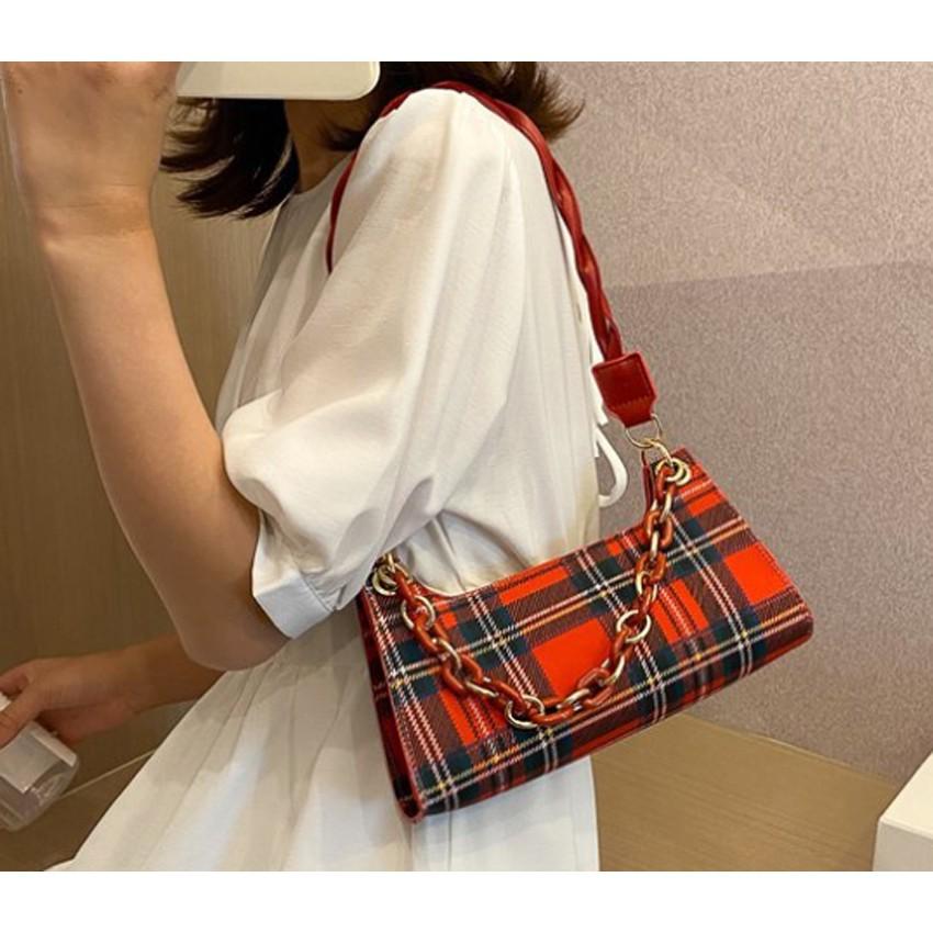 Túi nữ hàn quốc giá rẻ Túi kẹp nách họa tiết kẻ caro hottrend 2021 - Pretty bag store1