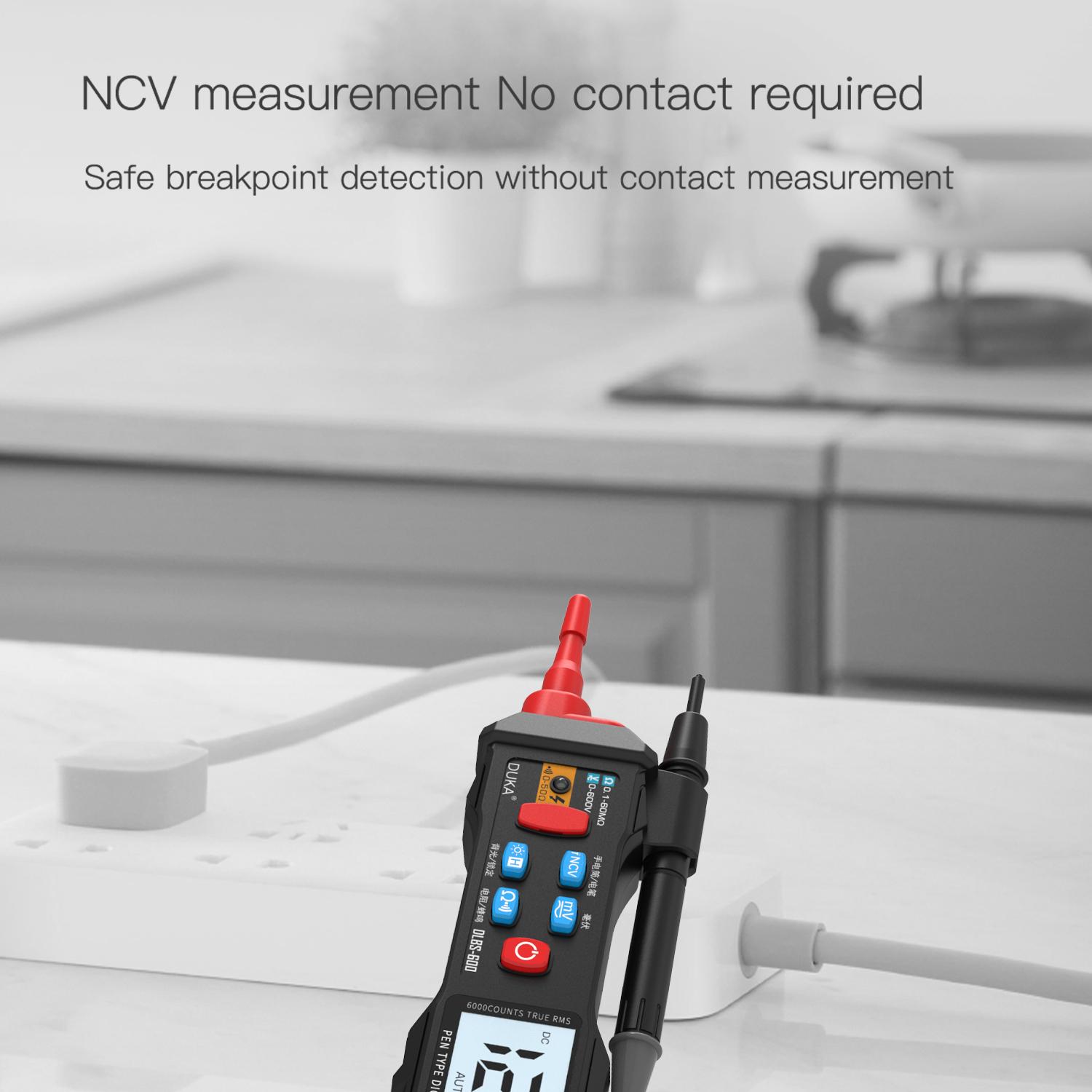 Pen Type Digital Multimeter 6000 Counts NCV Multi Tester Measuring DC/AC Voltage Resistance Continuity Zero/Live Wire