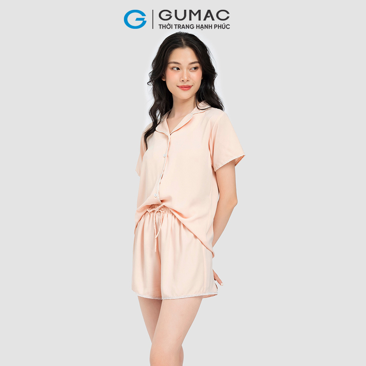 Set ngắn phối đăng ten thời trang GUMAC SC10061