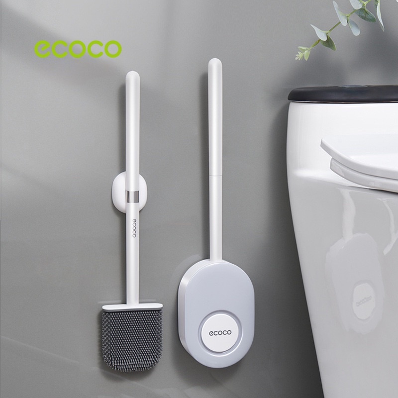 Chổi Cọ Nhà Vệ Sinh Silicon E2204- Cậy Cọ Toilet Bồn Cầu Kèm Giá Đỡ, Dán Tường Tiện Lợi, Không Khoan Vít