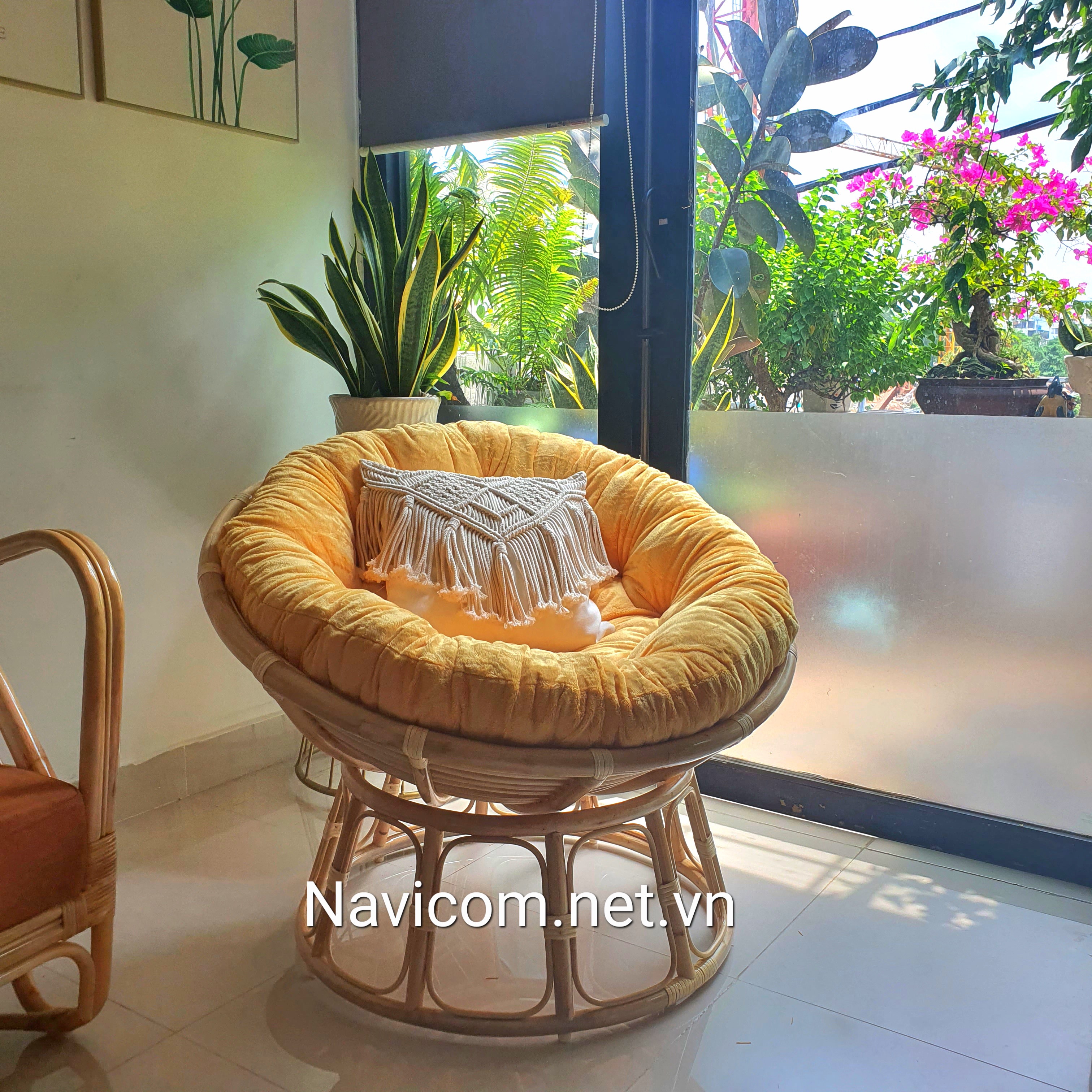 Ghế papasan size 1m ( nệm nhung cao cấp vàng)