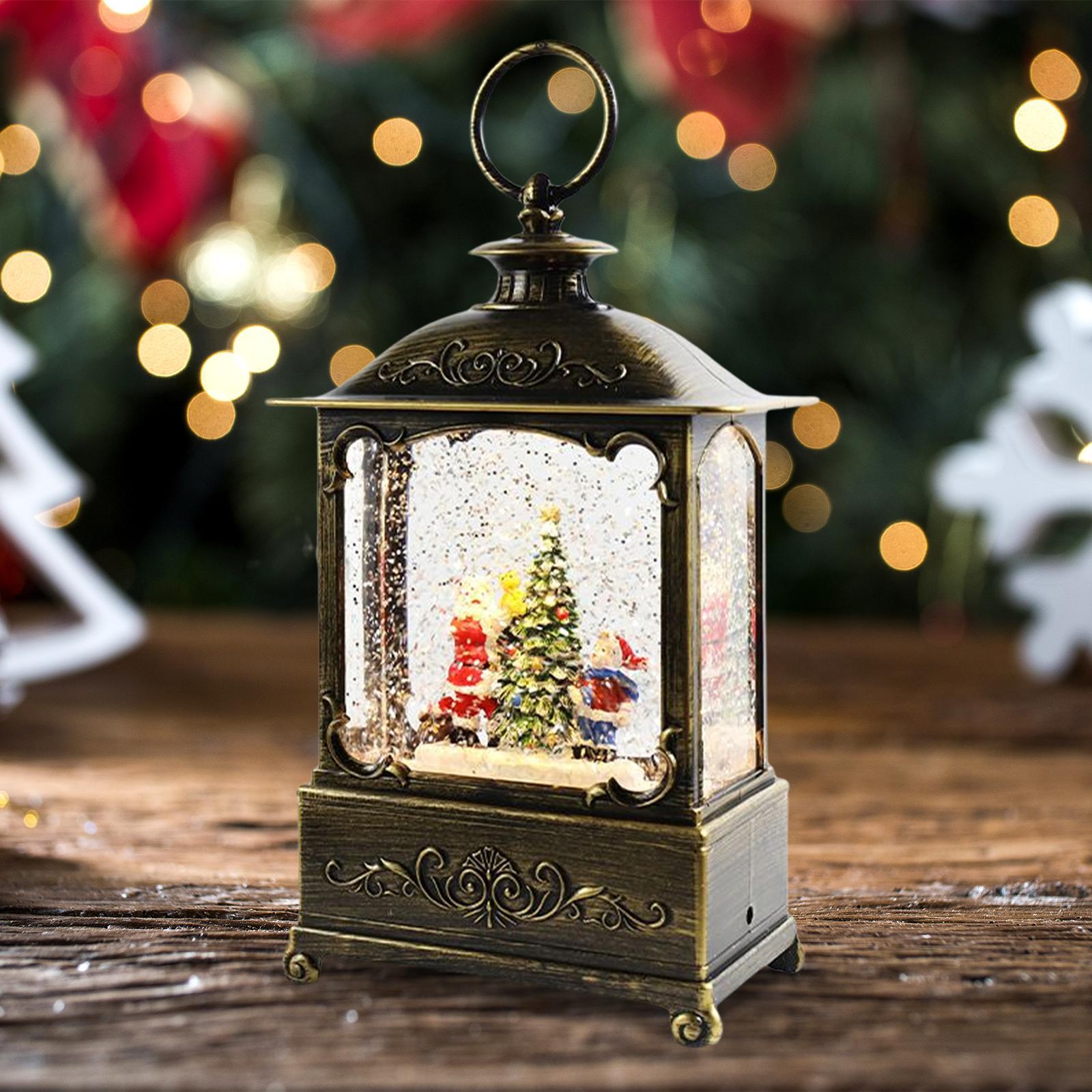 Glittering Christmas Music Box Lantern Rotating for Indoor Home Decoration