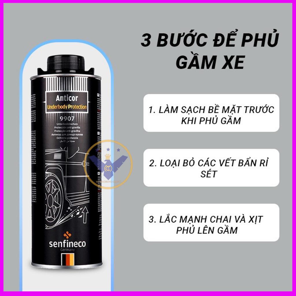 Xịt phủ gầm gốc nhựa cao su Senfineco 9907 Anticor Underbody Protection -1 Lít