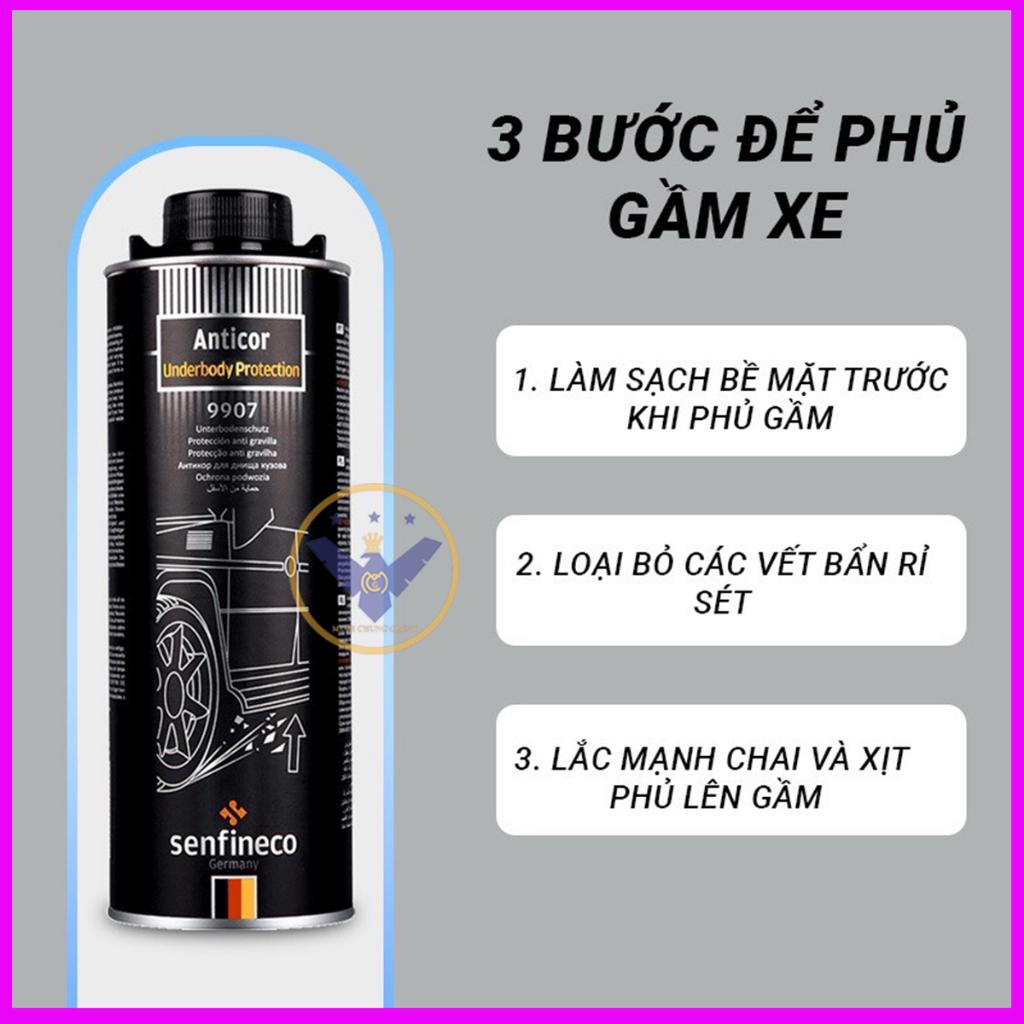 Xịt phủ gầm gốc nhựa cao su Senfineco 9907 Anticor Underbody Protection -1 Lít