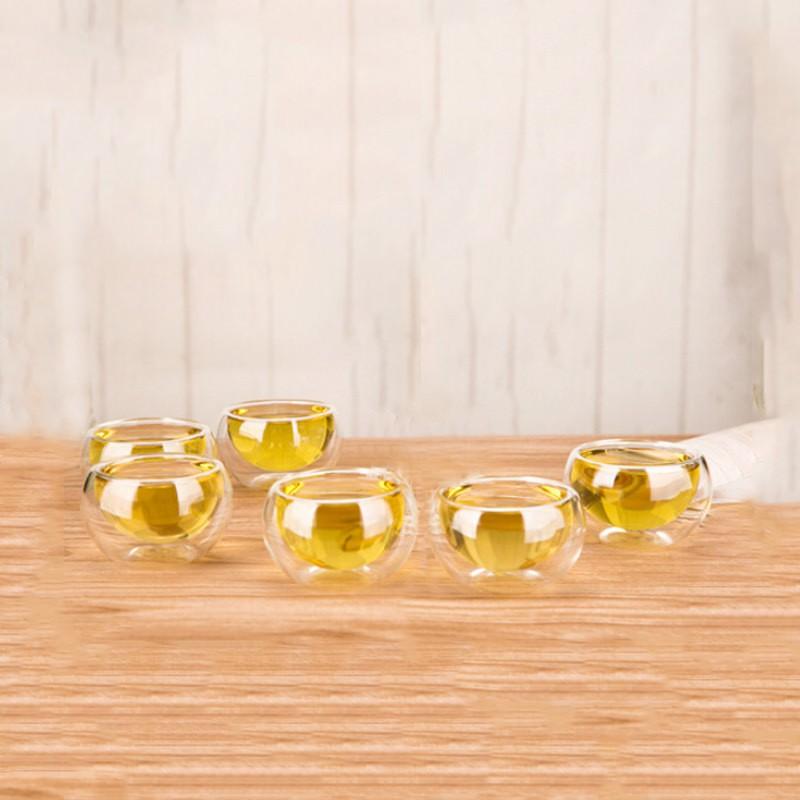 BỘ 6 CHÉN NHỎ 50ML BẰNG THỦY TINH 2 LỚP DÙNG UỐNG TRÀ, CAFÉ