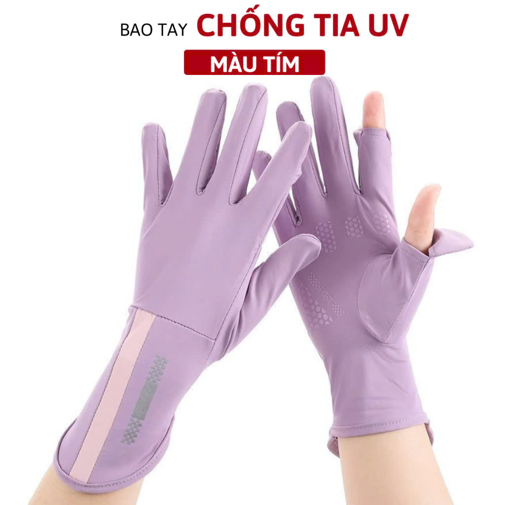 Găng Tay Hở 2 Ngón Unisex Chống Nắng, Có Thể Sử Dụng Cảm Ứng Điện Thoại UV UPF50+ MÀU GHI ĐẬM