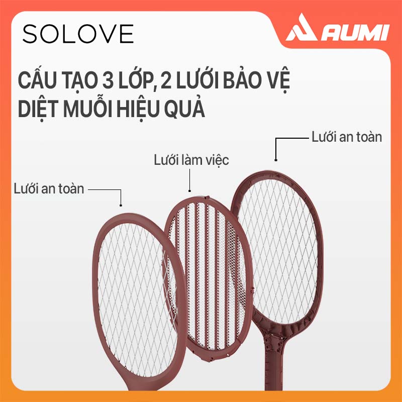 Vợt muỗi kiêm đèn bắt muỗi Solove P1 dung lượng pin 2000mAh (màu ngẫu nhiên) - Hàng nhập khẩu