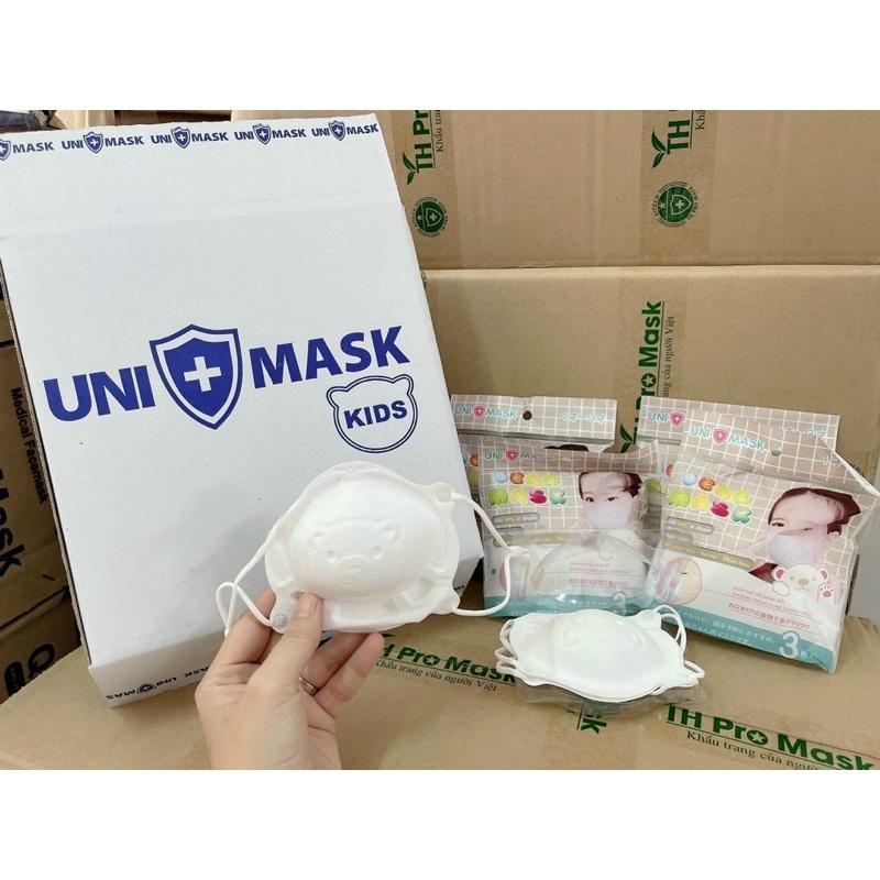 Set 3 chiếc Khẩu trang 3D hình gấu Uni Mask cho bé sơ sinh từ 0-3 tuổi