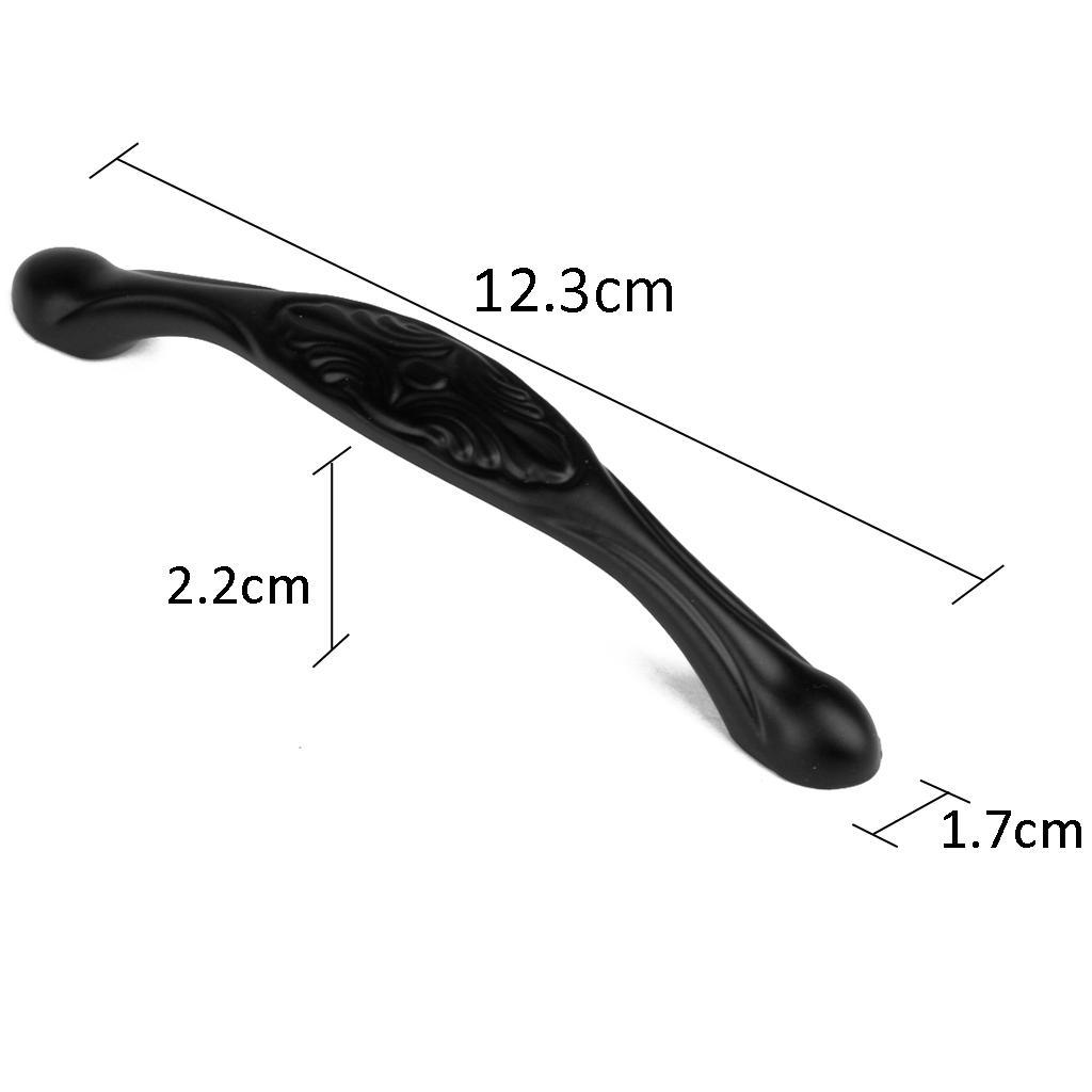 12.3 x 1.7cm Cabinet Door Drawer Bin Handle Pull Knob Hardware Black