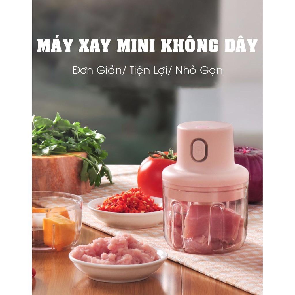 Máy Xay Mini Sạc Điện, Có Cổng Sạc Usb, Nhỏ Gọn Tiện Ích Dễ Sử Dụng, Xay Hành, Tỏi, Rau Củ