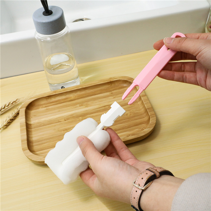 Cây cọ rửa ly cốc, chai lọ, bình sữa bằng mút xốp cán rời có móc treo tiện dụng cho gia đình, quán ăn, cà phê - Dụng cụ rửa ly cốc nhỏ gọn tiện dụng