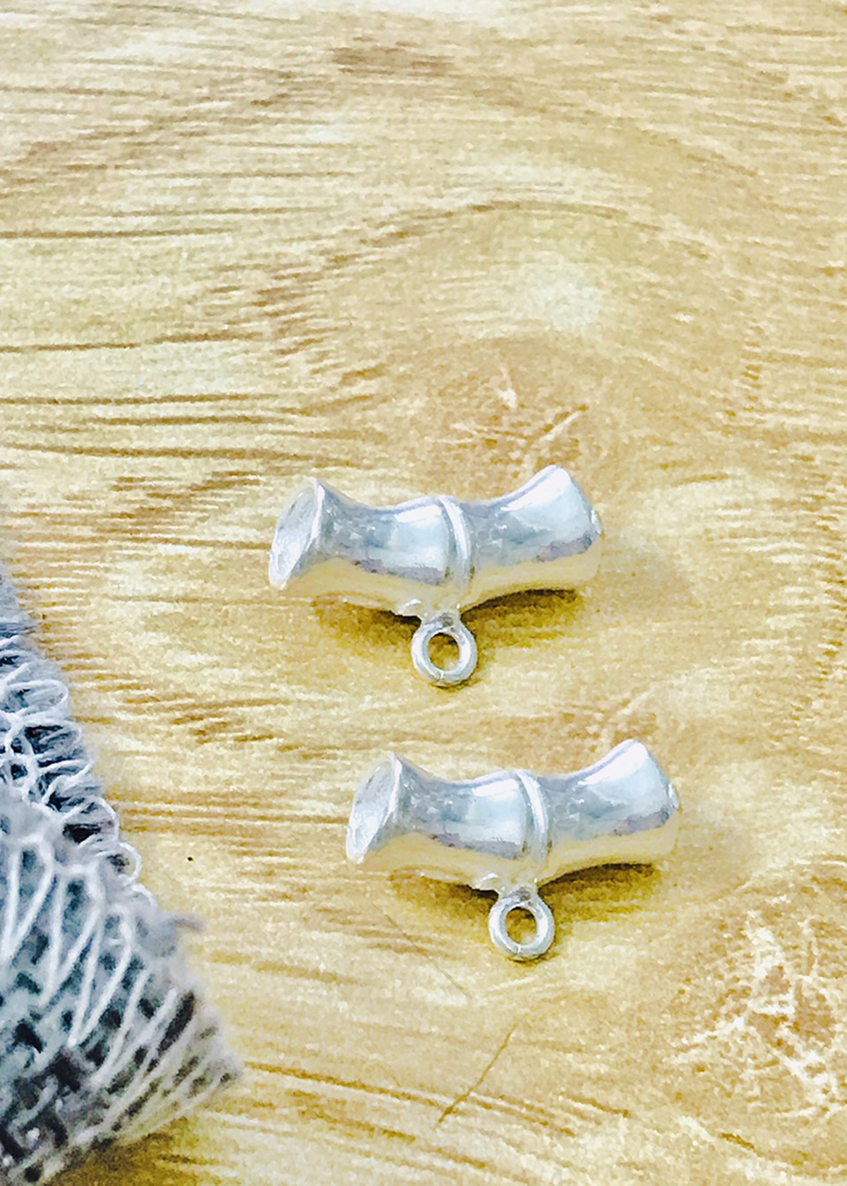 Hình ảnh Combo 2 cái charm bạc hình đốt trúc treo - Ngọc Quý Gemstones