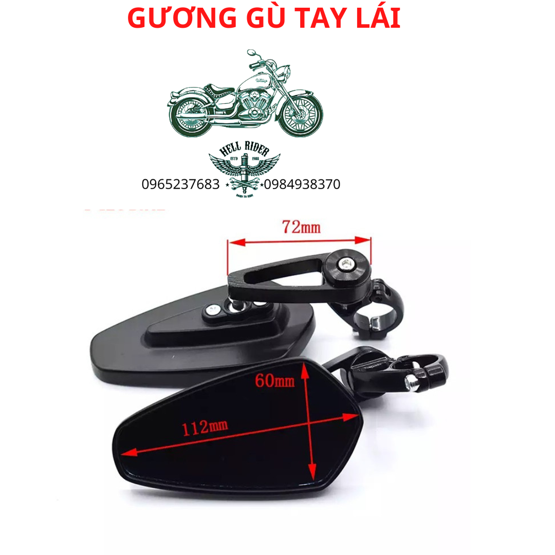 Gương thời trang xe máy, gương gù gắn chân kính có thể xoay gập 360 độ phù hợp láp mọi loại xe