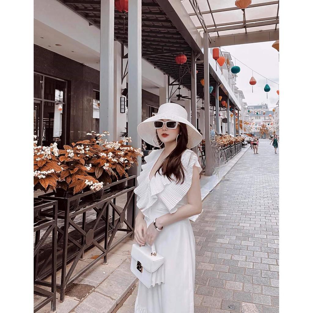 Đầm maxi đi biển thiết kế cổ V dập ly sang trọng bigsize váy đầm nữ đẹp đi biển giá rẻ