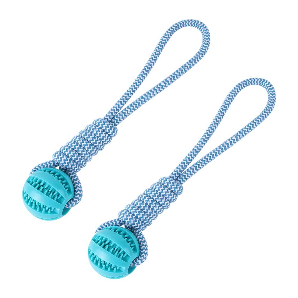 Bóng đồ chơi chó với dây thừng, 2 miếng bóng chó với dây, bóng chó không thể phá hủy 6cm, ném đồ chơi cao su chó, bánh chơi cho chăm sóc nha khoa chó nhỏ lớn bắt