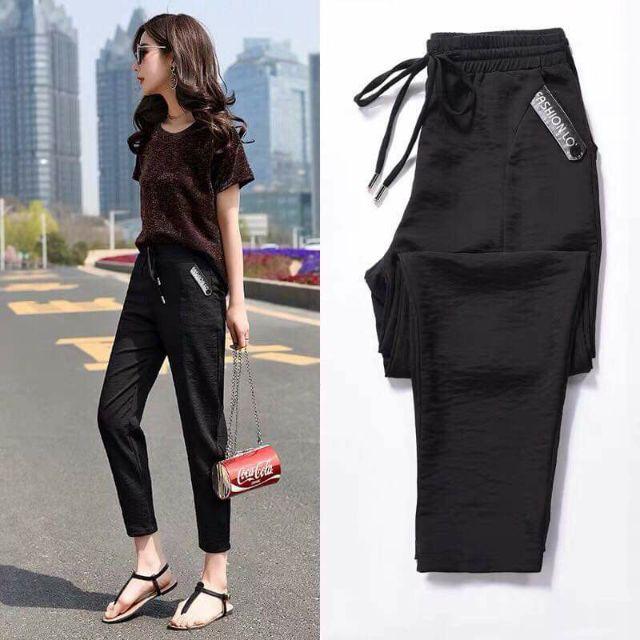 Quần baggy Đũi xước cạp chun thắt nơ xinh xắn