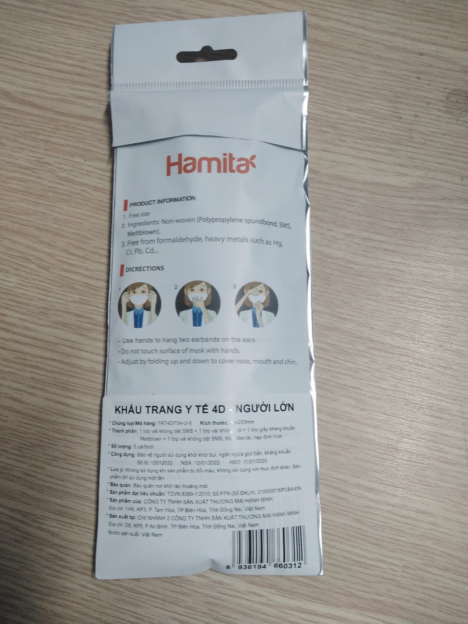 Khẩu trang y tế 4D 4 lớp cao cấp Hamita - Bịch 5 cái - ISO13485, Dấu CE - Sử dụng giấy kháng khuẩn cao cấp Mealtblown, hiệu quả lọc kháng khuẩn giữ nguyên 99.9% sau 5 lần giặt