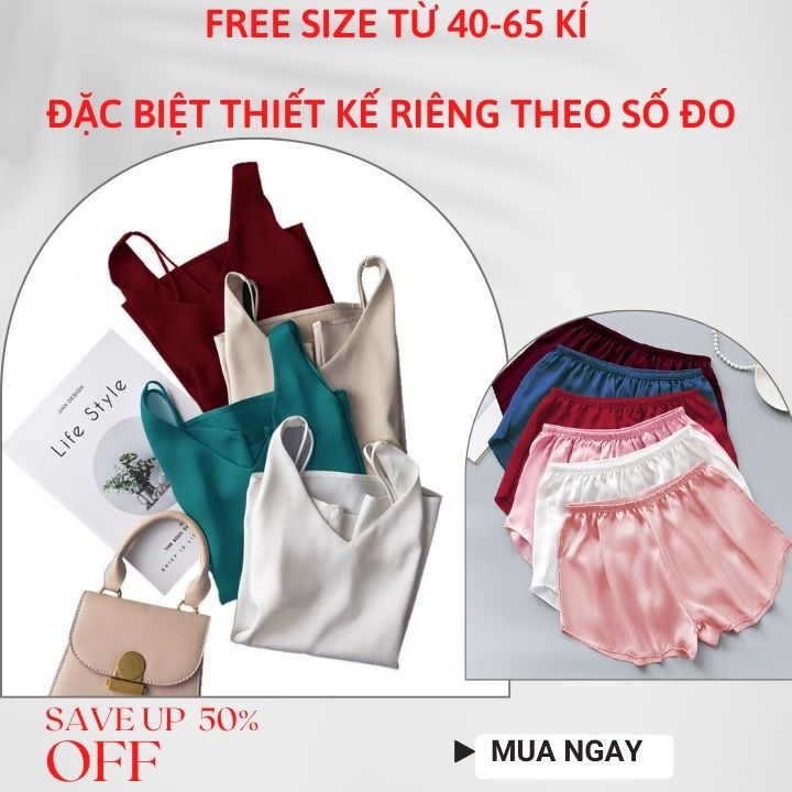 Đồ Bộ Nữ New Design Chất Lụa Satin Mịn Mặc Mát Nhiều Màu, Freesize Quần Đùi Áo Hai Dây CB0001