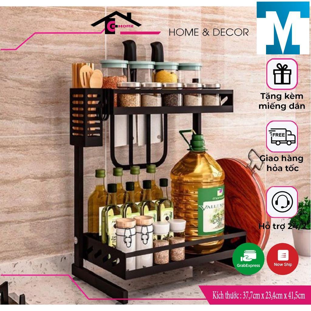 Kệ để đồ nhà bếp,kệ gia vị lắp ráp thông minh 2 tầng