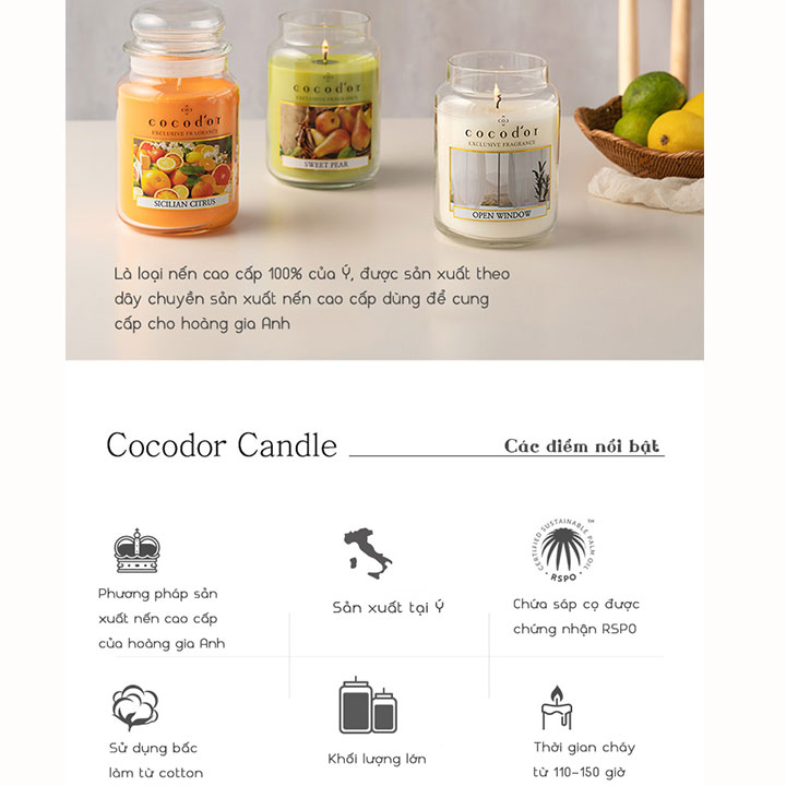 Nến Thơm Cho Phòng COCODOR LARGE JAR CANDLE 630g