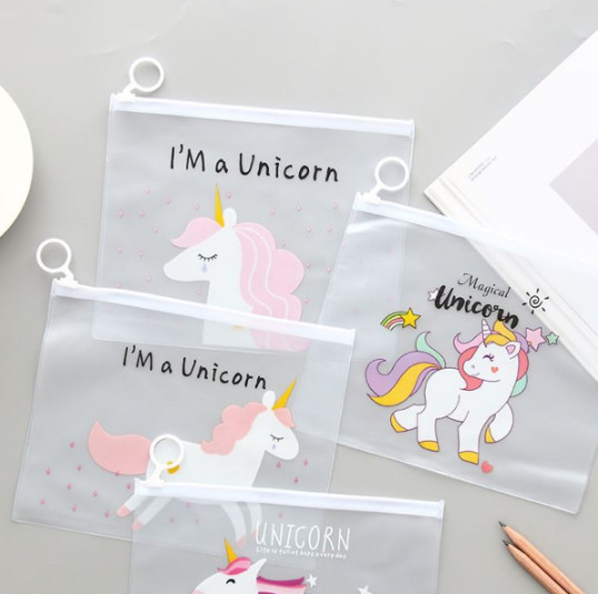 Combo 3 Túi Đựng Bút viết Zip Unicorn