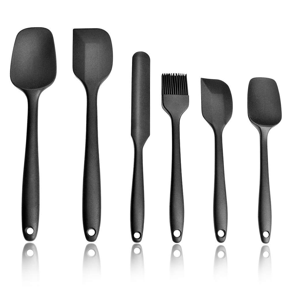 Spatula silicone, thìa bếp, công cụ nhà bếp silicon chất lượng thực phẩm, màu đen
