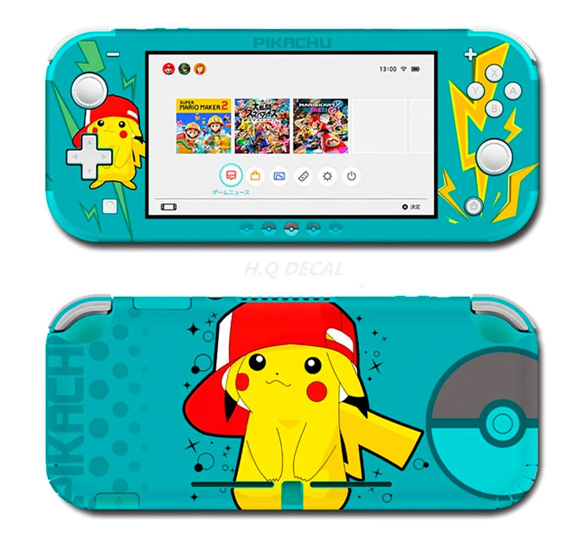 Skin decal dán Nintendo Switch Lite mẫu Pokemon Pikachu nền xanh (dễ dán, đã cắt sẵn)